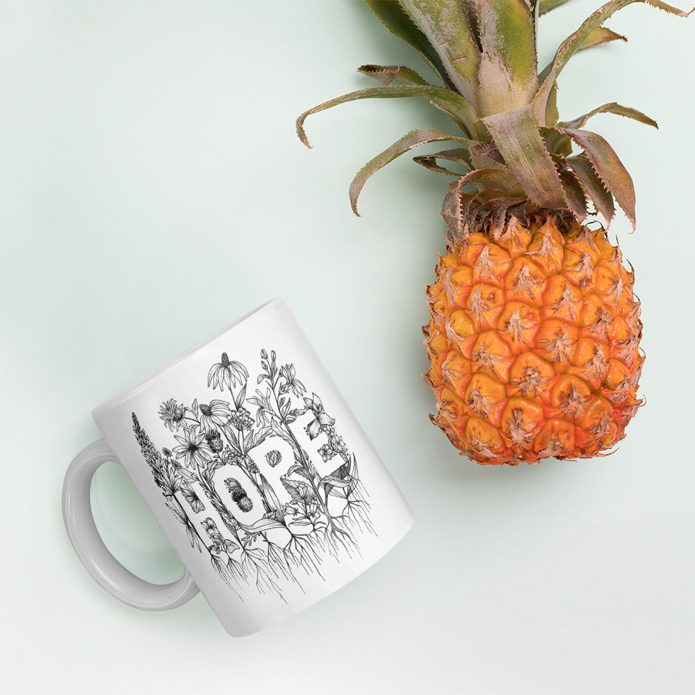 Hope Wildflower- White glossy mug