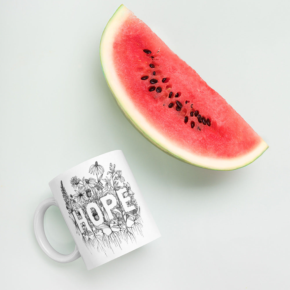 Hope Wildflower- White glossy mug